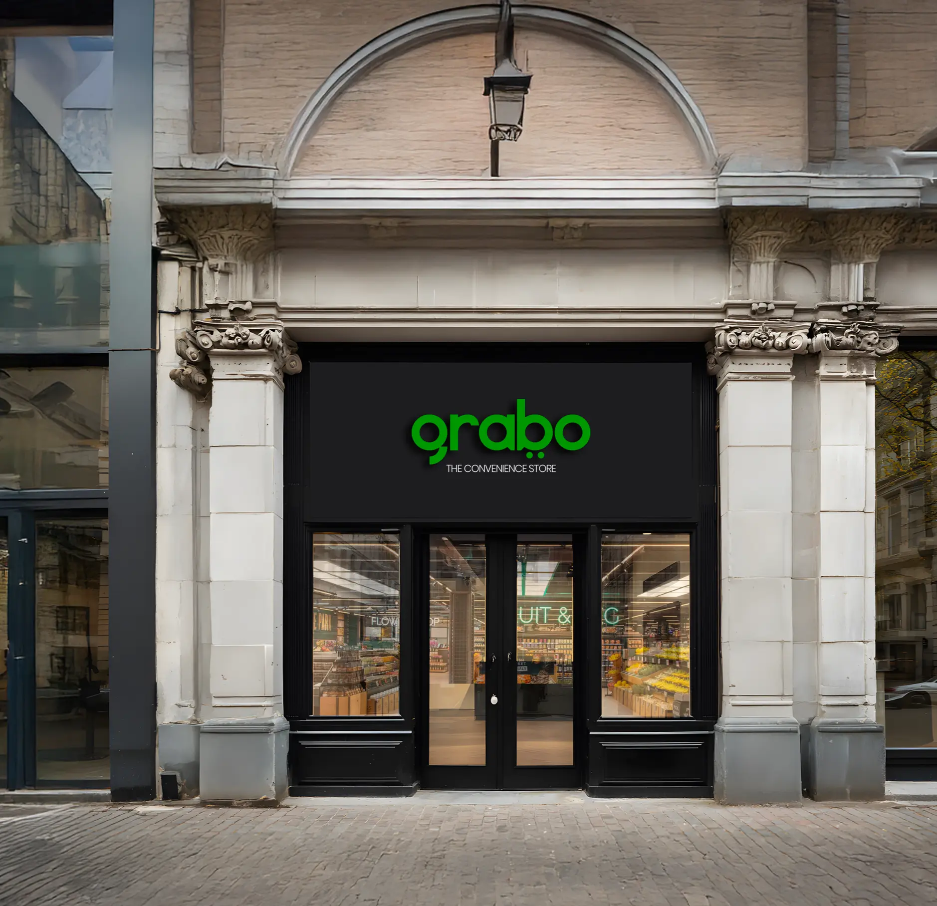 Modern GRABO store front on a British high street